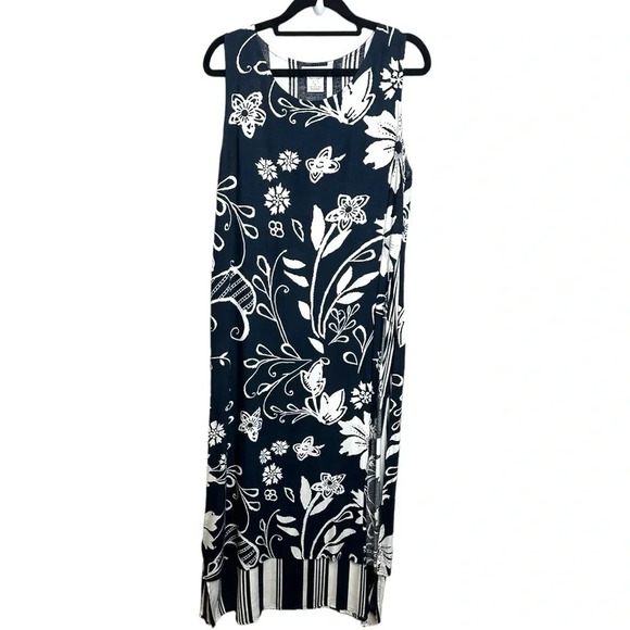 Vintage 90’s Paradiso Long Tank Dress Side Slits Peek A Boo Lining 
Size Small - Picture 1 of 7